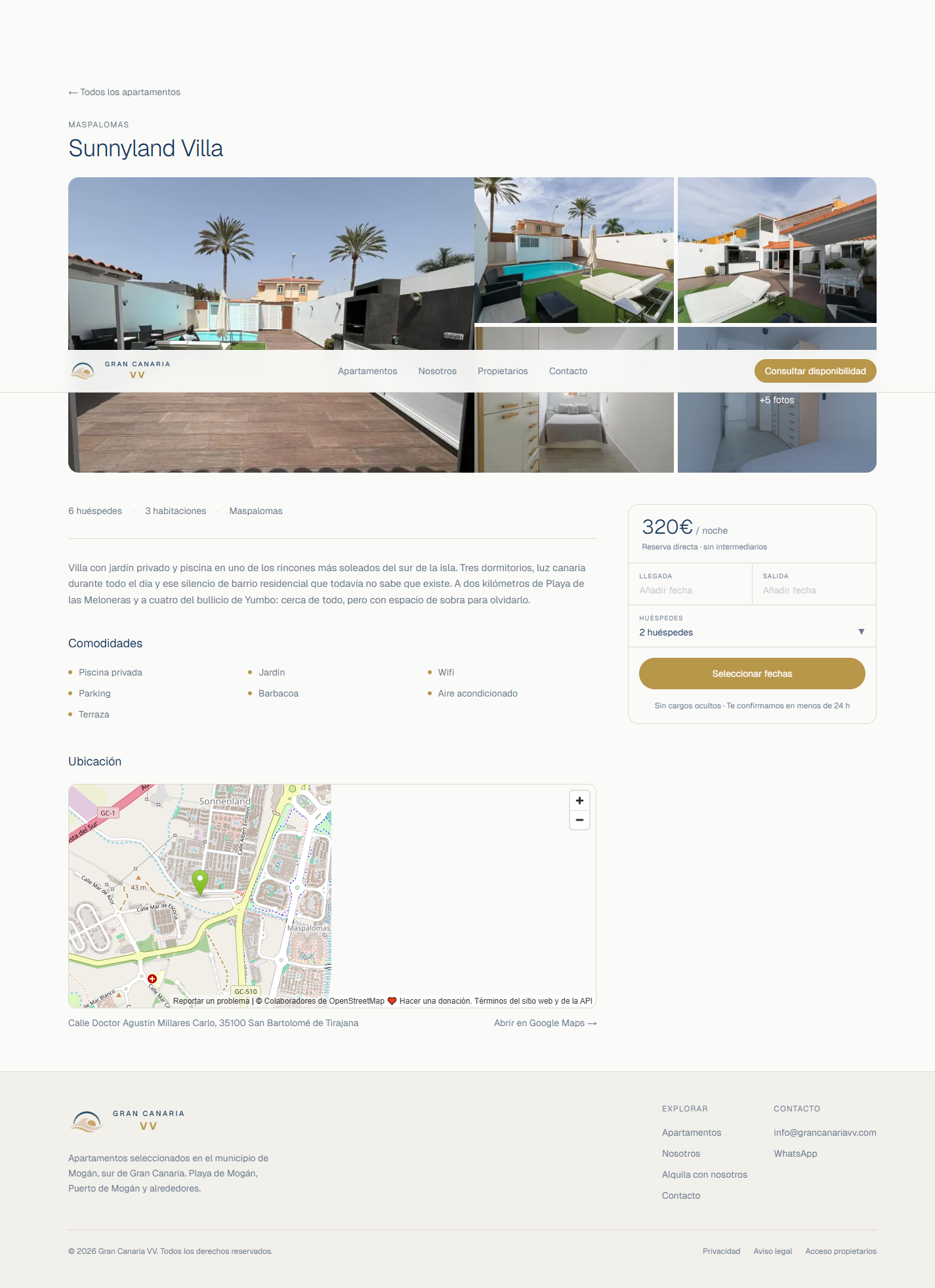 Ficha individual de un alojamiento en grancanariavv.com